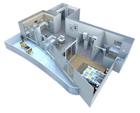 Floor plan for studio, 1 bath, 680 sqft